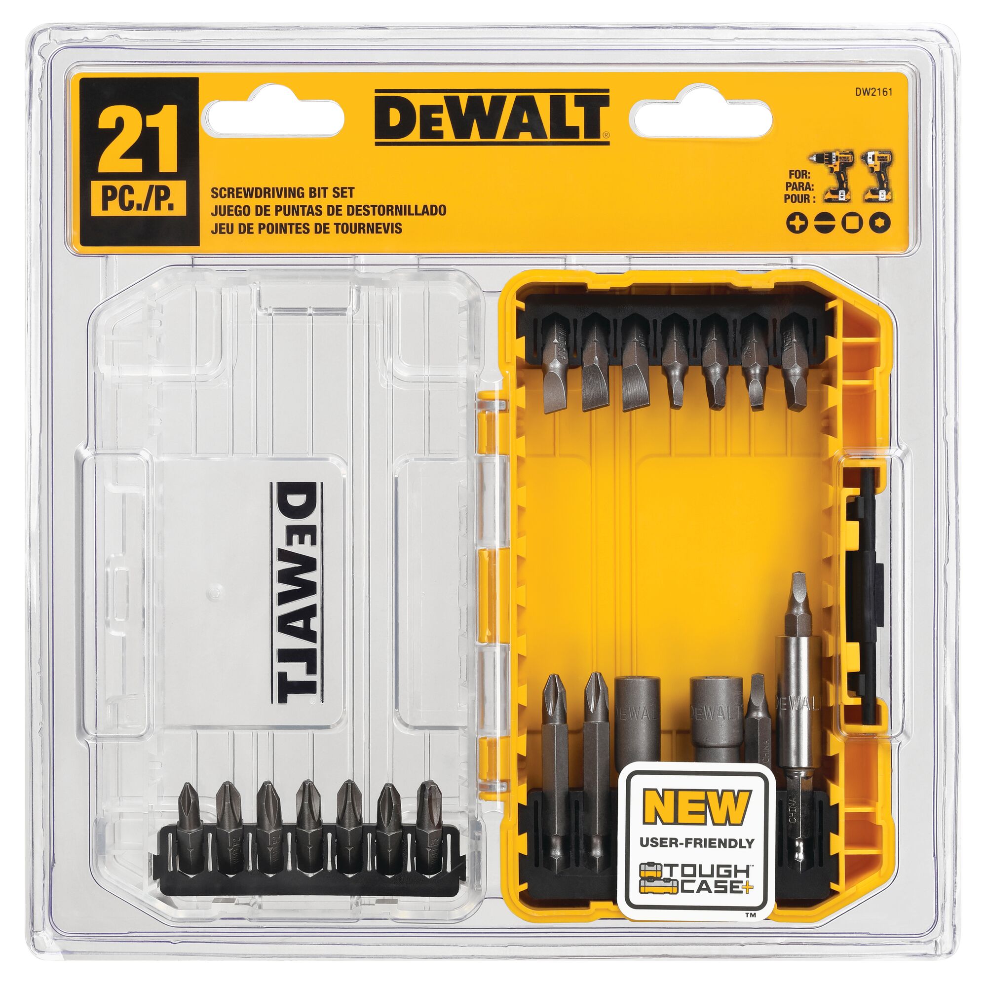 DEWALT DW2161 — Ensemble de 21 accessoires de vissage avec boîtier 2 DW2161