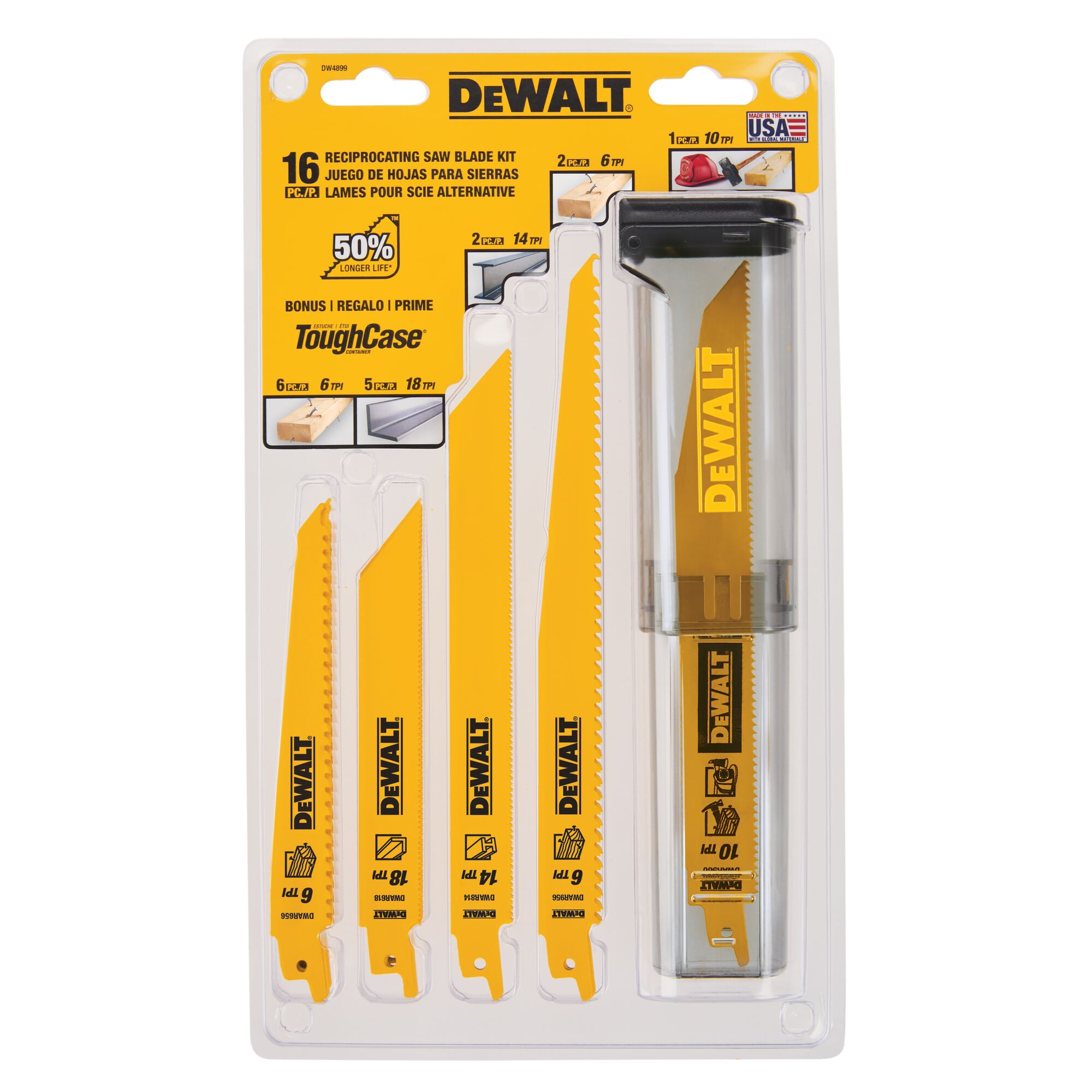 DEWALT DW4899 — Ensemble de 16 lames de scie alternative bimétalliques 2 DW4899