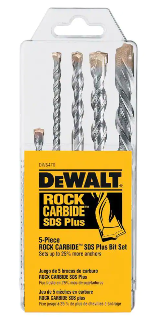 DEWALT DW5470 — Ensemble de cinq mèches à béton SDS Plus 2 dw5470