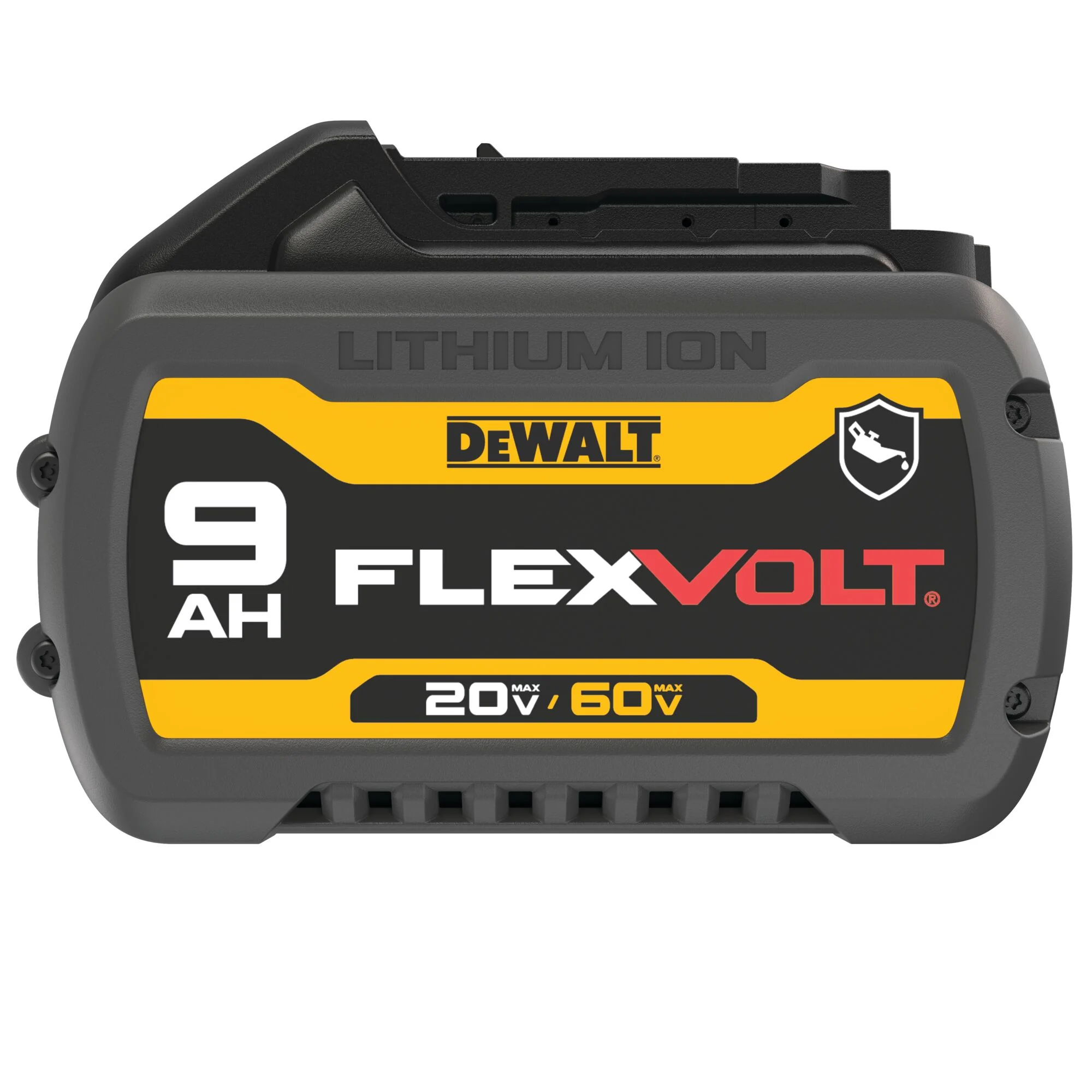 Batterie FLEXVOLT résistante aux huiles 20 V/60 V MAX 9 Ah – DEWALT DCB609G 2 Batterie DEWALT DCB609G, vue latérale du boîtier FLEXVOLT 9 Ah