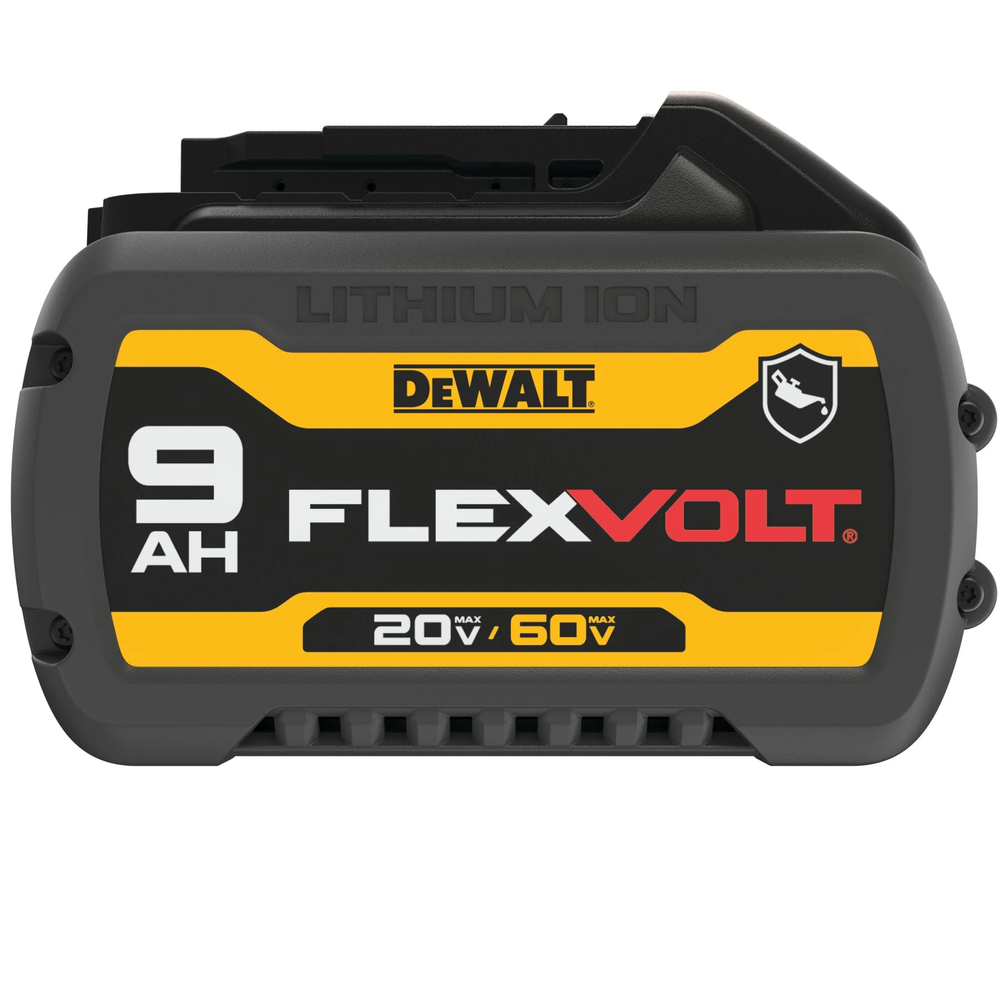 Batterie FLEXVOLT résistante aux huiles 20 V/60 V MAX 9 Ah – DEWALT DCB609G 4 Batterie DEWALT DCB609G résistante aux huiles, vue du côté opposé