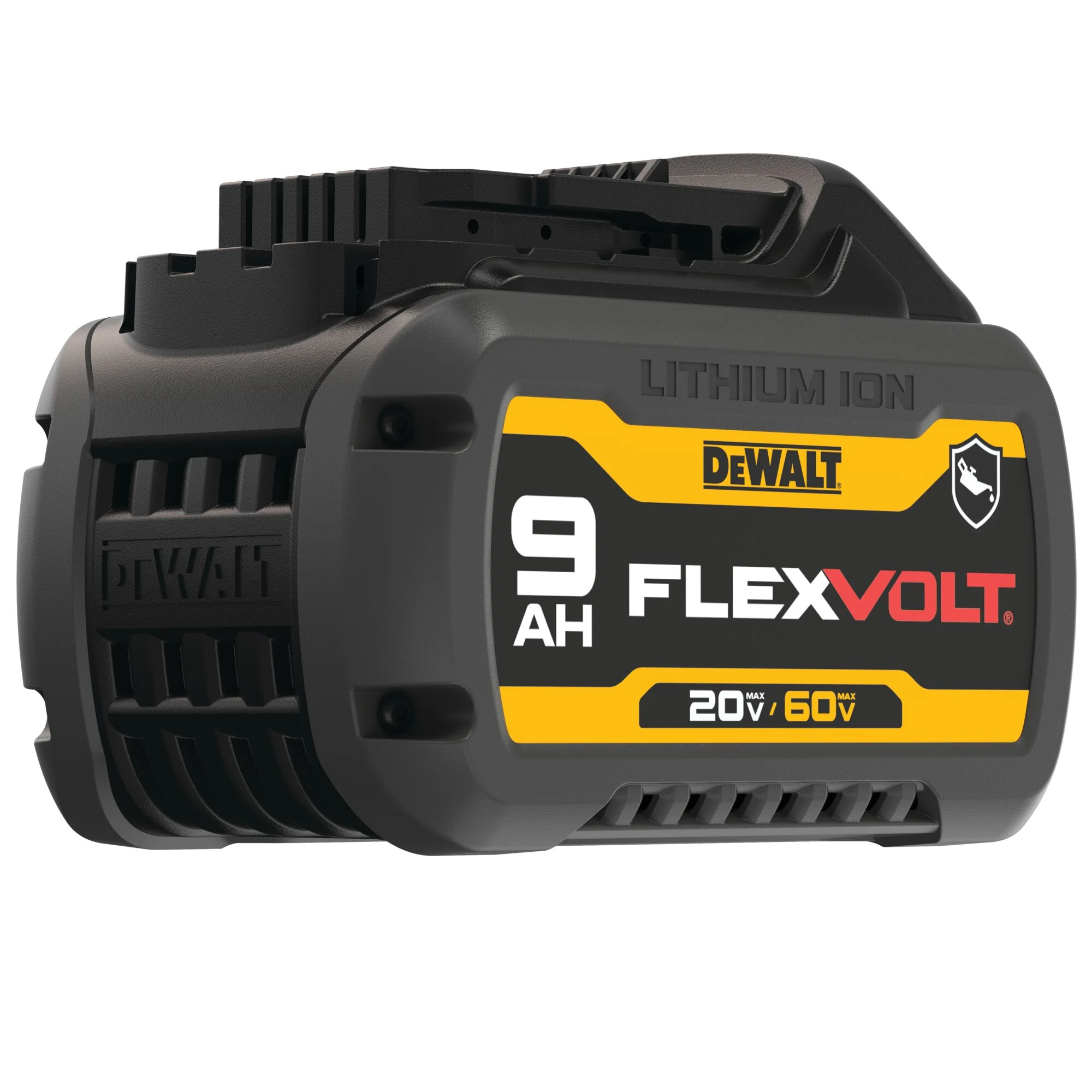 Batterie FLEXVOLT résistante aux huiles 20 V/60 V MAX 9 Ah – DEWALT DCB609G 5 Batterie DEWALT DCB609G, vue arrière et rails de fixation
