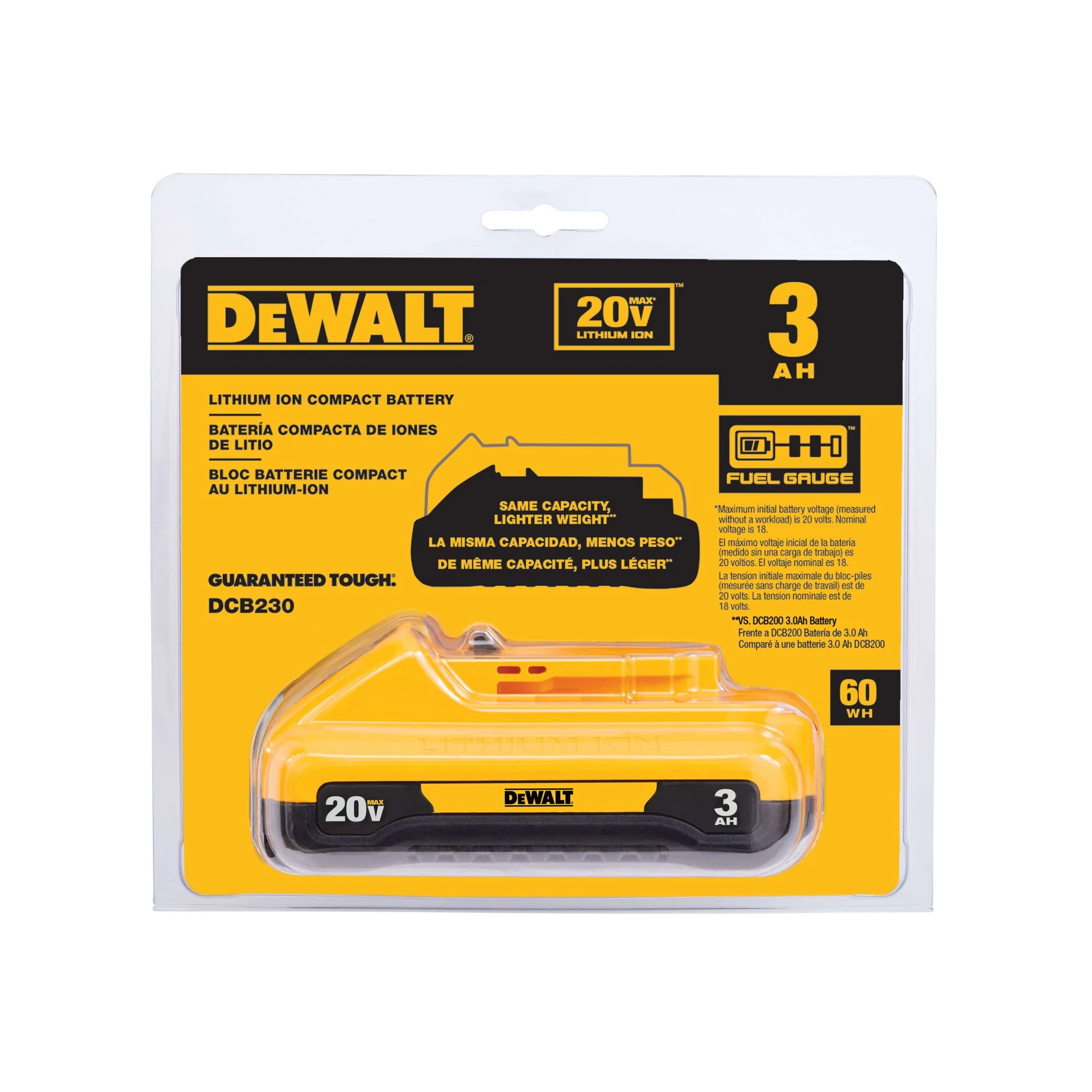 Batterie compacte lithium-ion 20 V MAX 3 Ah – DEWALT DCB230 3 Batterie compacte lithium-ion 20 V MAX 3 Ah — DEWALT DCB230