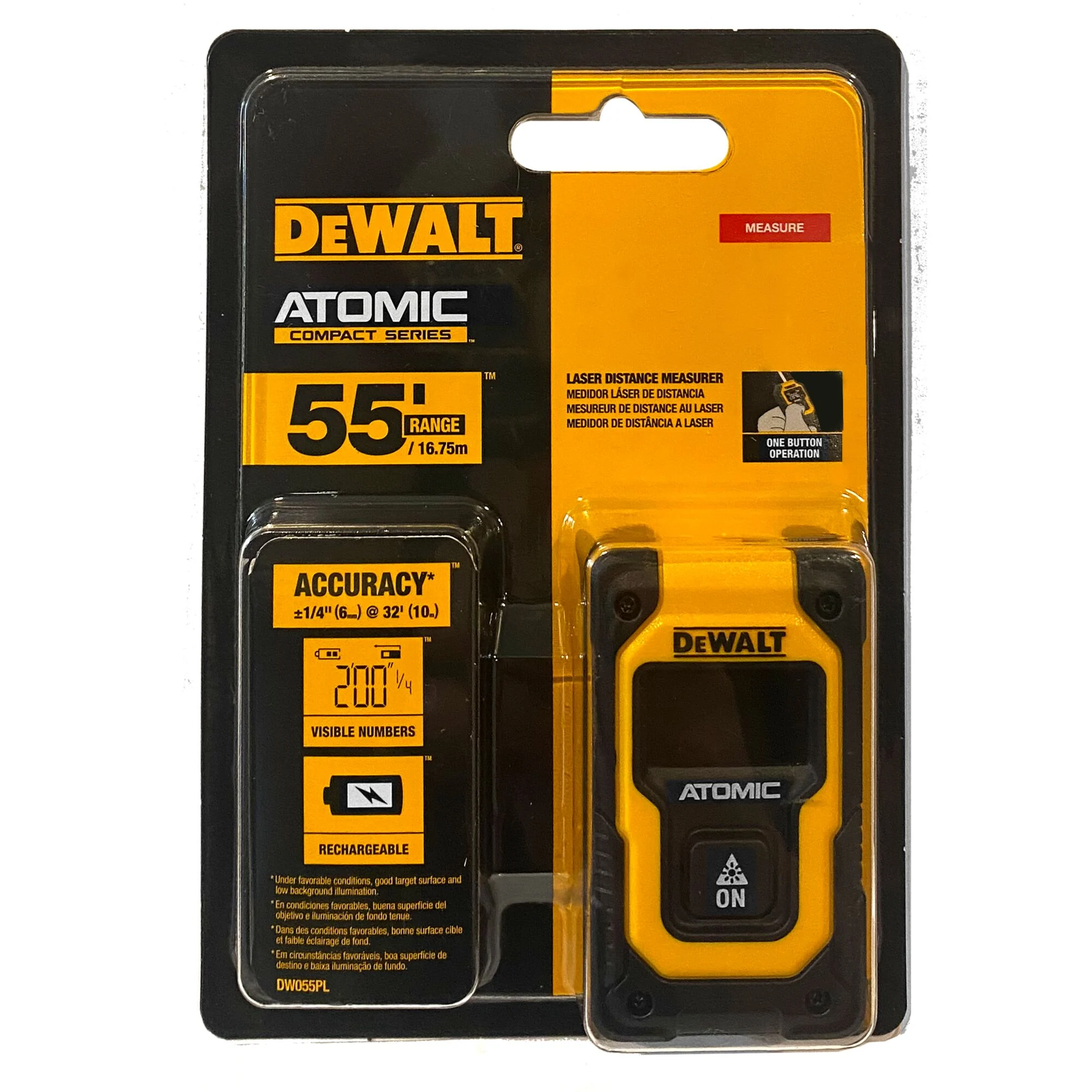 Télémètre laser de poche ATOMIC 55 pi – DEWALT DW055PL 4 Télémètre laser de poche ATOMIC 55 pi – DEWALT DW055PL — emballage