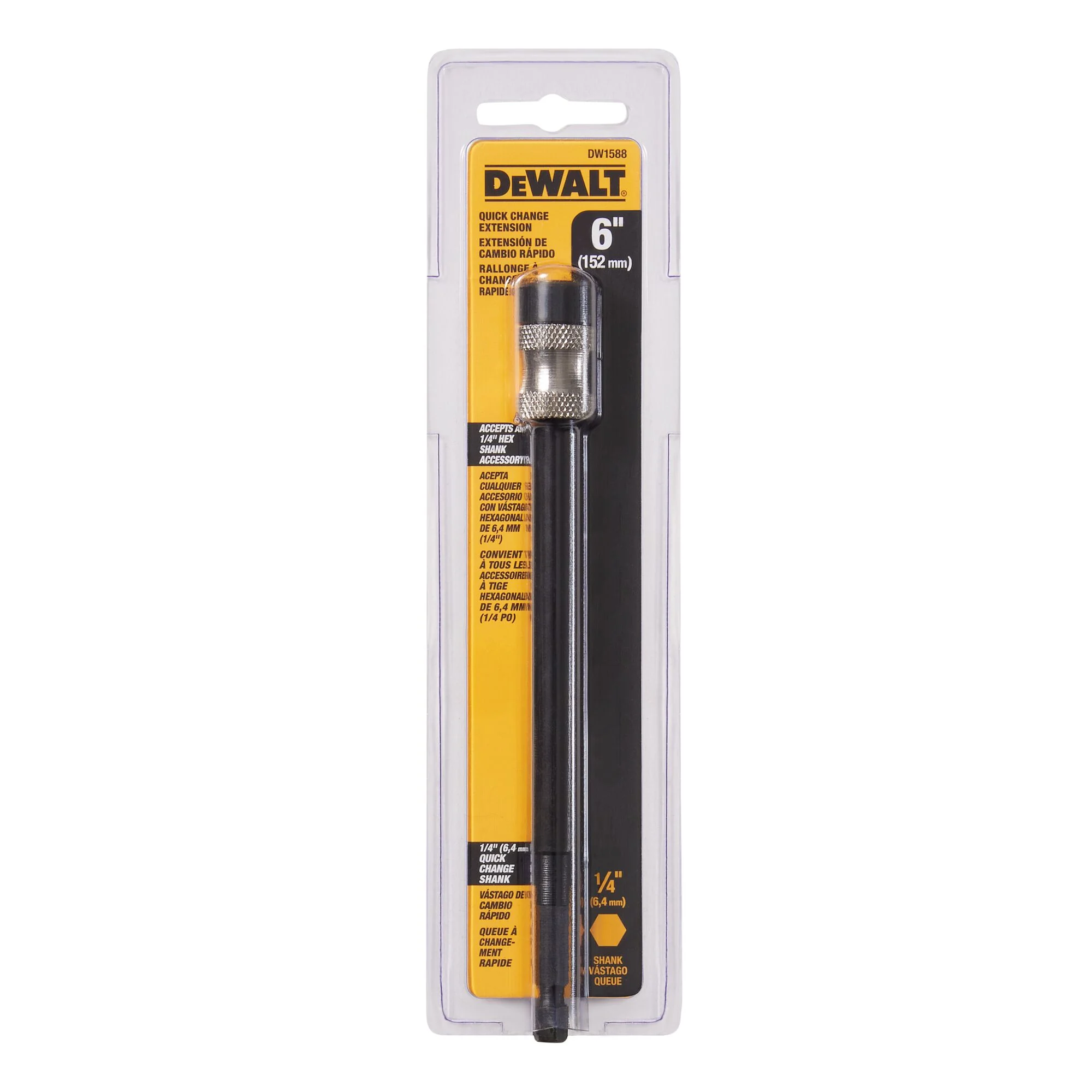 Rallonge à changement rapide de 6 po – DEWALT DW1588 2 Rallonge à changement rapide de 6 po – DEWALT DW1588 – emballage