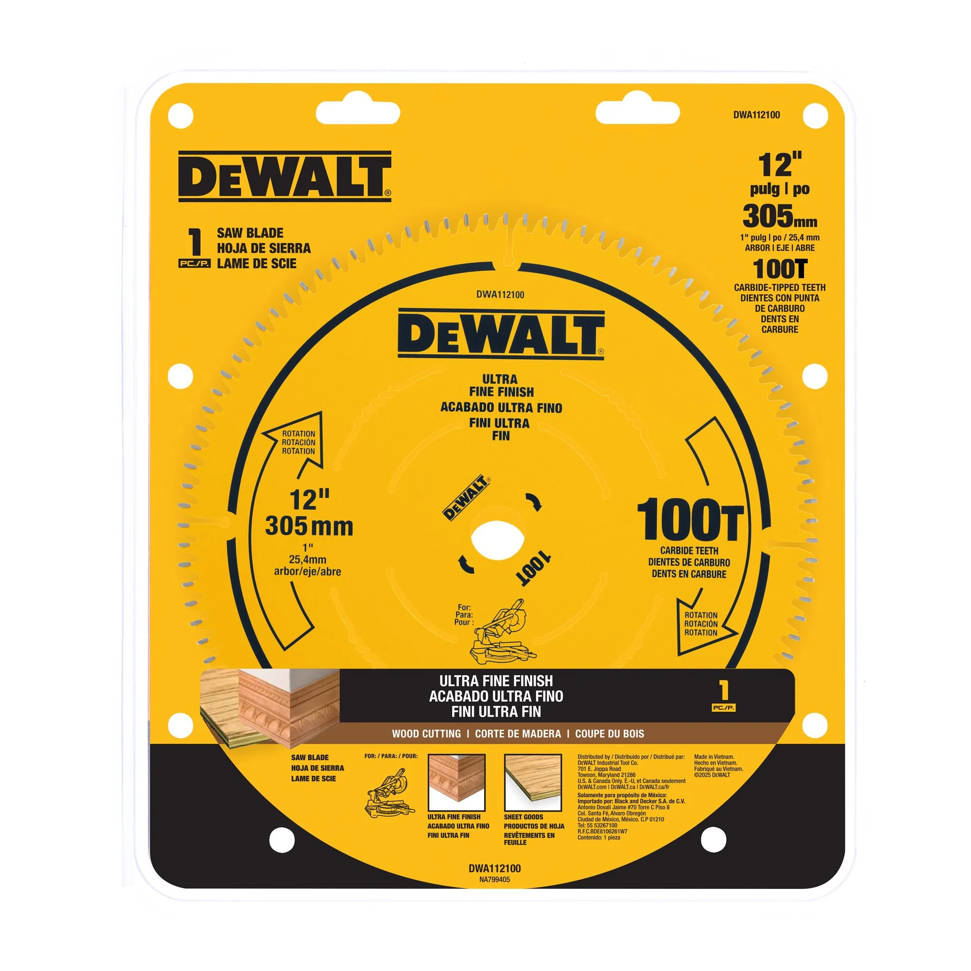 Lame de finition ultrafine de 12 po, 100 dents – DEWALT DWA112100 4 Lame de finition ultrafine de 12 po, 100 dents — DEWALT DWA112100