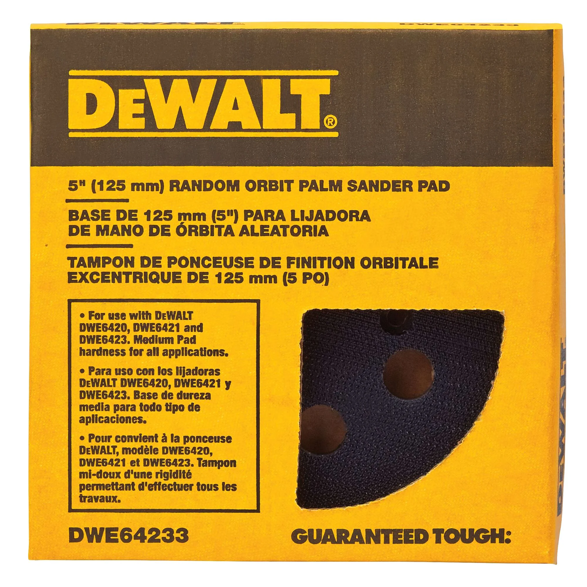 Plateau autoagrippant de ponceuse de 5 po, 8 trous – DEWALT DWE64233 3 Plateau autoagrippant de ponceuse de 5 po, 8 trous — DEWALT DWE64233