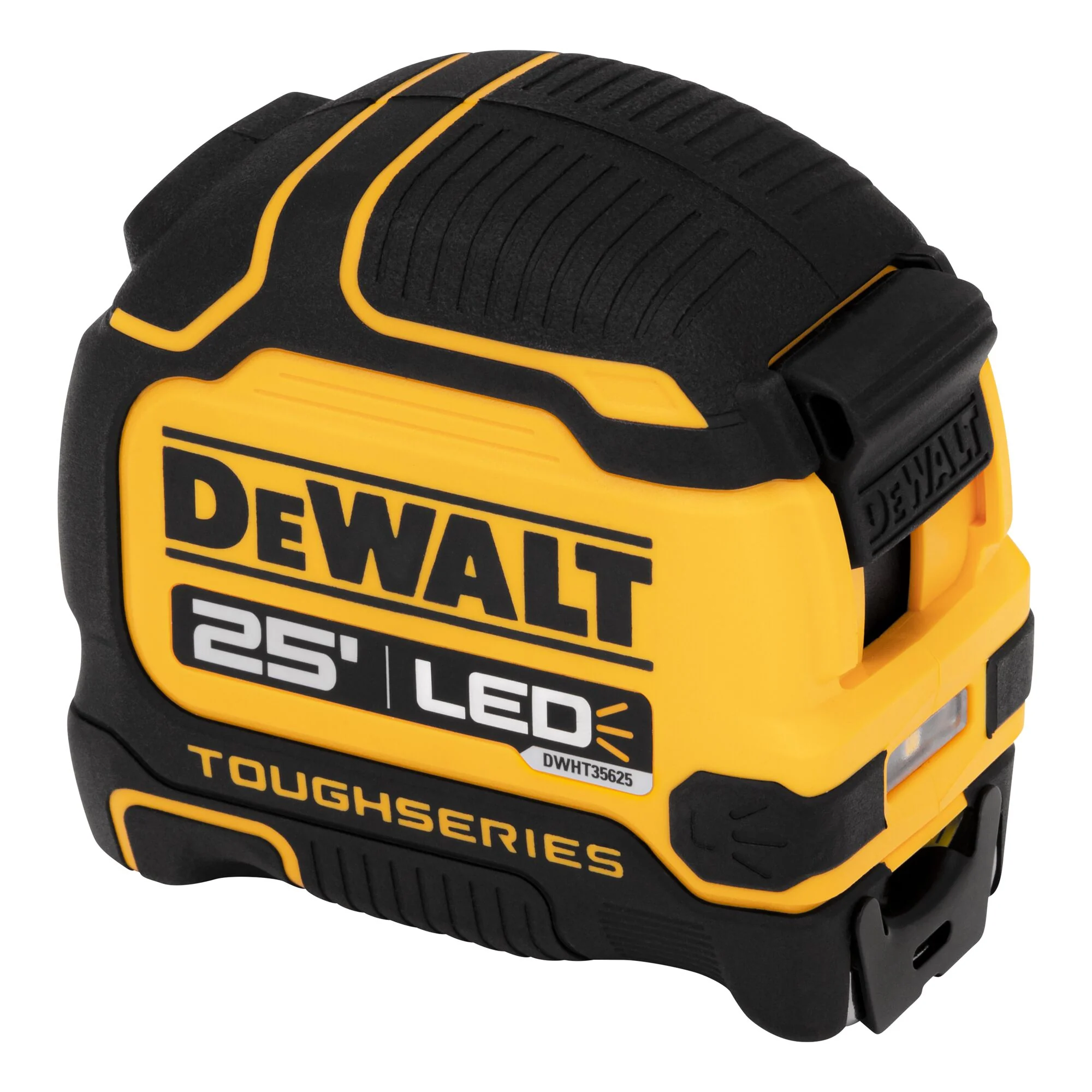 Ruban à mesurer TOUGHSERIES 25 pi avec DEL – DEWALT DWHT35625S 2 Ruban DEWALT DWHT35625S, vue de trois quarts